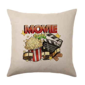Movie night, Μαξιλάρι καναπέ ΛΙΝΟ 40x40cm περιέχεται το  γέμισμα