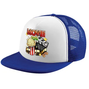 Movie night, Καπέλο Ενηλίκων Soft Trucker με Δίχτυ Blue/White (POLYESTER, ΕΝΗΛΙΚΩΝ, UNISEX, ONE SIZE)