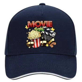 Movie night, DRILL Adult Ultimate Hat BLUE/WHITE, (100% COTTON, ADULT, UNISEX, ONE SIZE)