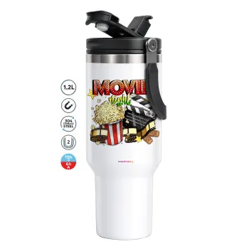 Movie night, Mega Stainless steel Tumbler with lid, double wall 1,2L