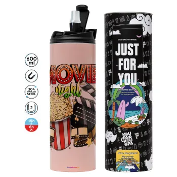 Movie night, Tumbler stainless steel PINK 600ml