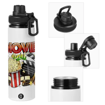Movie night, Metal water bottle with safety cap, aluminum 850ml