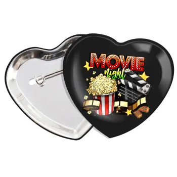 Movie night, Κονκάρδα παραμάνα καρδιά (57x52mm)