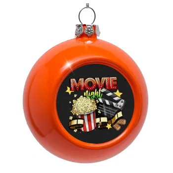 Movie night, Στολίδι Χριστουγεννιάτικη μπάλα δένδρου Πορτοκαλί 8cm