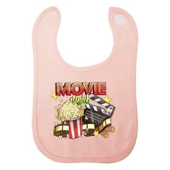 Movie night, Σαλιάρα με Σκρατς ΡΟΖ 100% Organic Cotton (0-18 months)