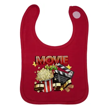 Movie night, Σαλιάρα με Σκρατς Κόκκινη 100% Organic Cotton (0-18 months)