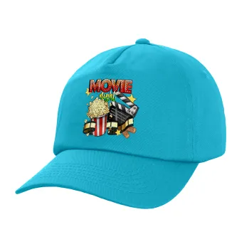 Movie night, Καπέλο παιδικό Baseball, 100% Βαμβακερό Twill, Γαλάζιο (ΒΑΜΒΑΚΕΡΟ, ΠΑΙΔΙΚΟ, UNISEX, ONE SIZE)