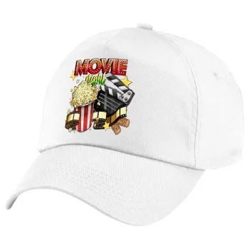 Movie night, Καπέλο παιδικό Baseball, 100% Βαμβακερό Twill, Λευκό (ΒΑΜΒΑΚΕΡΟ, ΠΑΙΔΙΚΟ, UNISEX, ONE SIZE)