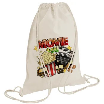 Movie night, Backpack bag GYMBAG natural (28x40cm)