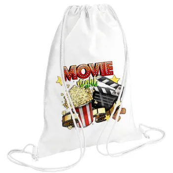 Movie night, Backpack pouch GYMBAG white (28x40cm)