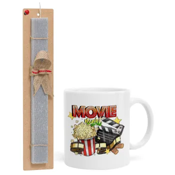 Movie night, Easter Set, Ceramic Cup (330ml) & Easter aromatic flat candle (30cm) (GRAY)