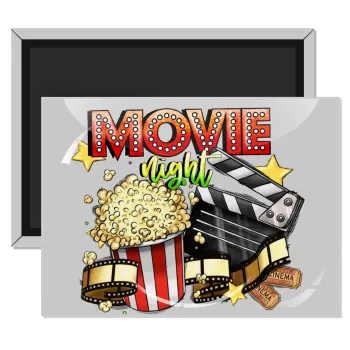 Movie night, Ορθογώνιο μαγνητάκι ψυγείου διάστασης 9x6cm