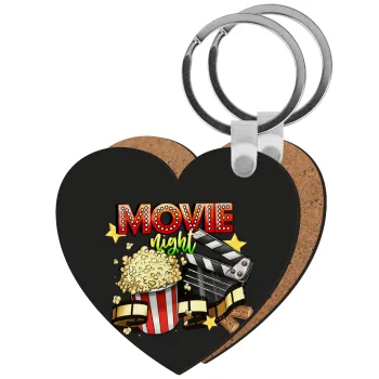 Movie night, Μπρελόκ Ξύλινο καρδιά MDF