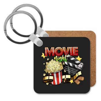 Movie night, Μπρελόκ Ξύλινο τετράγωνο MDF