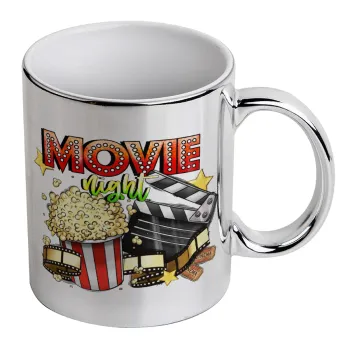 Movie night, Mug ceramic, silver mirror, 330ml
