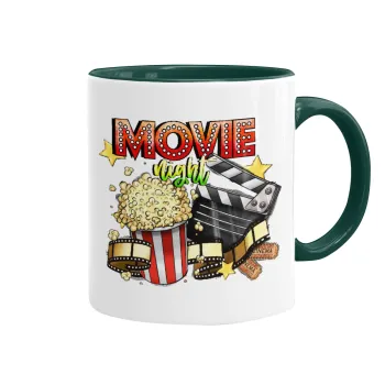 Movie night, Mug colored green, ceramic, 330ml