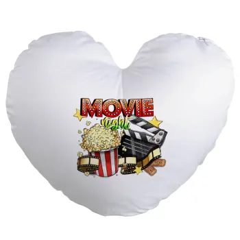 Movie night, Μαξιλάρι καναπέ καρδιά 40x40cm περιέχεται το  γέμισμα