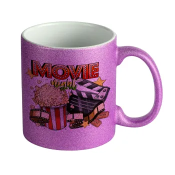 Movie night, Κούπα Μωβ Glitter που γυαλίζει, κεραμική, 330ml