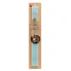 Easter Set, wooden keychain & aromatic flat Easter candle (30cm) (TURQUOISE)