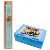 Easter Set, children's snack container BLUE & Easter aromatic flat candle (30cm) (TURQUOISE)