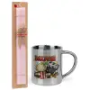 Easter Set, metallic thermal cup (300ml) & aromatic flat Easter candle (30cm) (PINK)