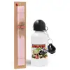 Easter Set, metallic aluminum bottle (500ml) & aromatic flat Easter candle (30cm) (PINK)