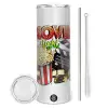 Tumbler stainless steel 600ml, with metal straw & cleaning brush