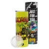 Neon Yellow Travel Tumbler, with metal straw (Stainless steel 304 Food grade, BPA free, 600ml)