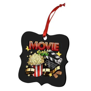 Movie night, Στολίδι Χριστουγεννιάτικο στολίδι polygon ξύλινο 7.5cm