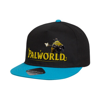 Palworld, Καπέλο παιδικό Flat Snapback, Μαύρο/Μπλε (100% ΒΑΜΒΑΚΕΡΟ, ΠΑΙΔΙΚΟ, UNISEX, ONE SIZE)