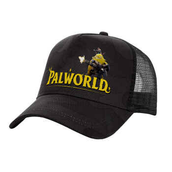 Palworld, Adult Structured Trucker Hat, with Mesh, Dark Army (100% COTTON, ADULT, UNISEX, ONE SIZE)
