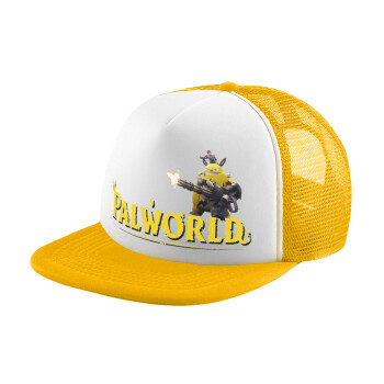 Palworld, Adult Soft Trucker Hat with Yellow/White Mesh (POLYESTER, ADULT, UNISEX, ONE SIZE)