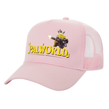 Palworld, Structured Trucker Children's Hat, with Mesh, PINK (100% COTTON, CHILDREN'S, UNISEX, ONE SIZE)