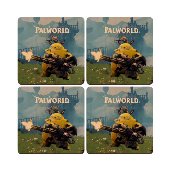 Palworld, ΣΕΤ x4 Σουβέρ ξύλινα τετράγωνα plywood (9cm)