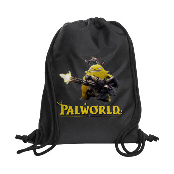 Palworld, Τσάντα πλάτης πουγκί GYMBAG Μαύρη, με τσέπη (40x48cm) & χονδρά κορδόνια