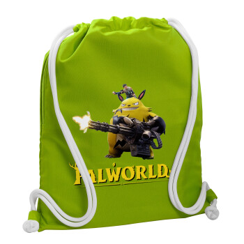 Palworld, Τσάντα πλάτης πουγκί GYMBAG LIME GREEN, με τσέπη (40x48cm) & χονδρά κορδόνια