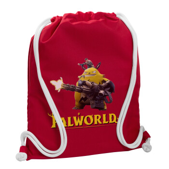Palworld, Τσάντα πλάτης πουγκί GYMBAG Κόκκινη, με τσέπη (40x48cm) & χονδρά κορδόνια