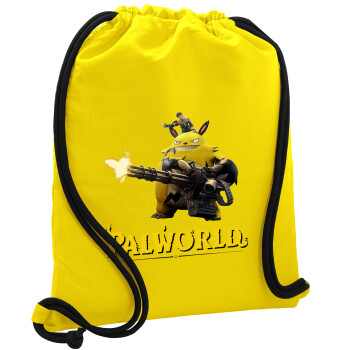 Palworld, Τσάντα πλάτης πουγκί GYMBAG Κίτρινη, με τσέπη (40x48cm) & χονδρά κορδόνια