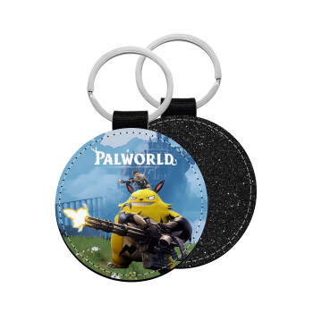 Palworld, Μπρελόκ Δερματίνη, στρογγυλό ΜΑΥΡΟ (5cm)