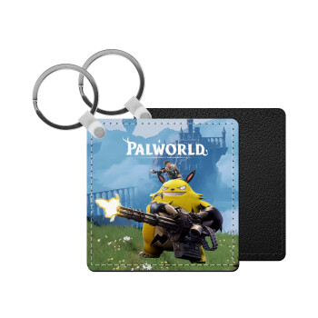 Palworld, Μπρελόκ Δερματίνη, τετράγωνο ΜΑΥΡΟ (5x5cm)