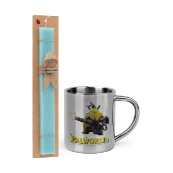 Palworld, Easter Set, metallic thermal cup (300ml) & aromatic flat Easter candle (30cm) (TURQUOISE)