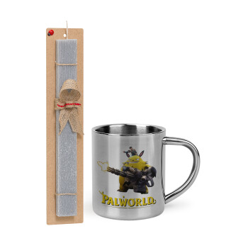 Palworld, Easter Set, metallic thermal cup (300ml) & Easter aromatic flat candle (30cm) (GRAY)