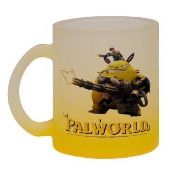 Palworld, Κούπα γυάλινη δίχρωμη με βάση το κίτρινο ματ, 330ml