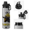 Metallic water bottle with safety cap, 850ml aluminum