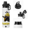 Metal water bottle with safety cap, aluminum 850ml