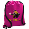Backpack pouch GYMBAG Fuchsia, with pocket (40x48cm) & thick cords