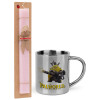 Easter Set, metallic thermal cup (300ml) & aromatic flat Easter candle (30cm) (PINK)