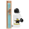 Easter Set, metallic aluminum water bottle (500ml) & scented flat candle (30cm) (TURQUOISE)