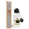 Easter Set, metallic aluminum water bottle (500ml) & aromatic flat Easter candle (30cm) (GRAY)