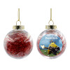 Transparent Christmas tree ball ornament with red filling 8cm